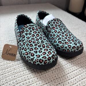 NIB Leopard Slip On Shoes Women's 5 Azure Black Wino Animal Print Kingston Union